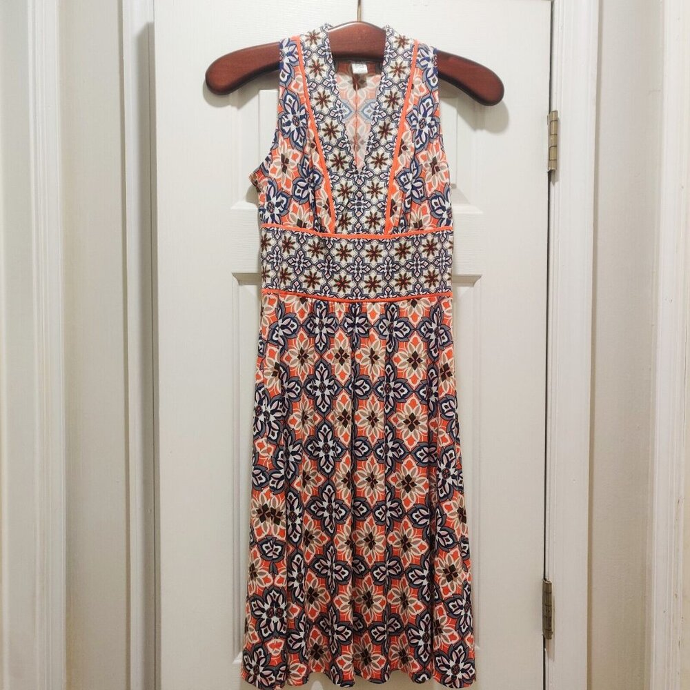 Wisp Summer Floral Dress Jersey Fit & Flare Size 0 Sleeveless V-Neck Ryenne NEW